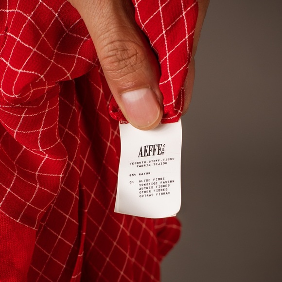 Red & white rayon crepe / tulle Jean Paul Gaultier Femme blouse. - Picture 7 of 7